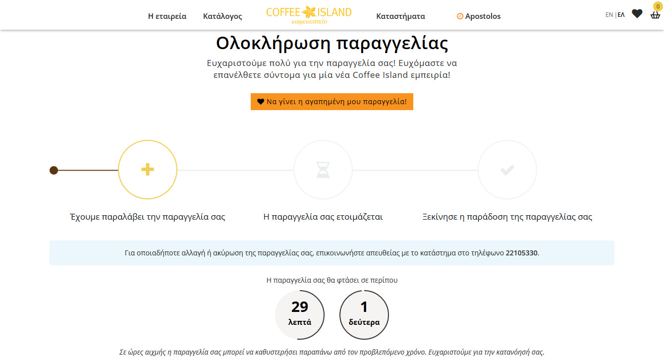 Εκτιμώμενος χρόνος παραγγελίας