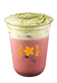Iced Pink Chai Latte with Matcha Foam
