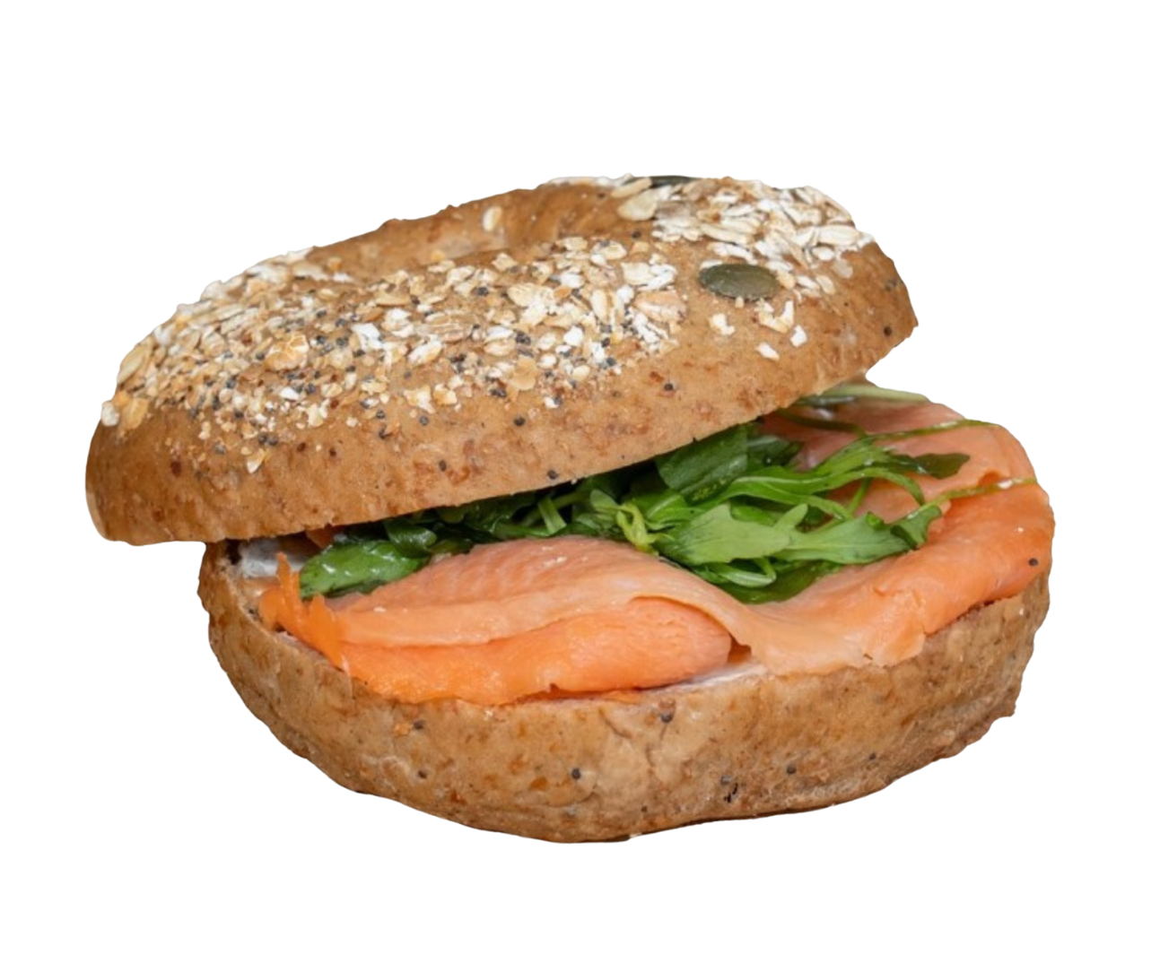 Μπέιγκελ με λευκό ή μαύρο ψωμί, με καπνιστό σολομό.