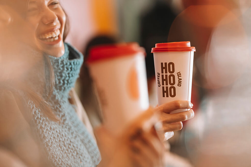 Santa and HOHOHO Coffee Island Christmas cups